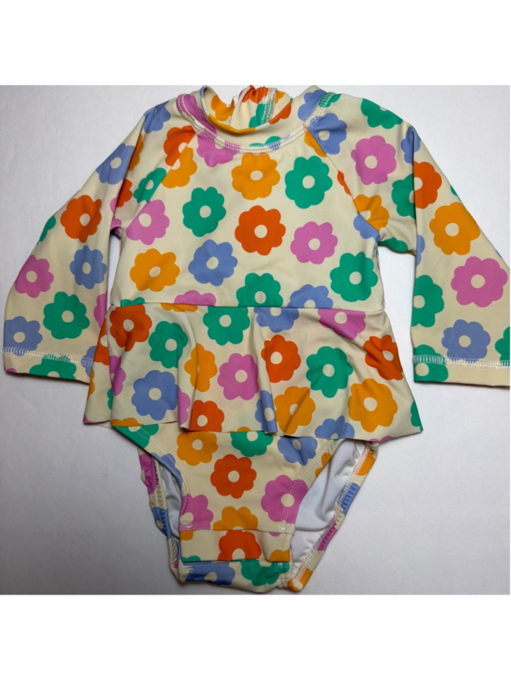 Baby Hanna Andersson Floral Rashguard Long Sleeve Swimsuit 3-6 Months